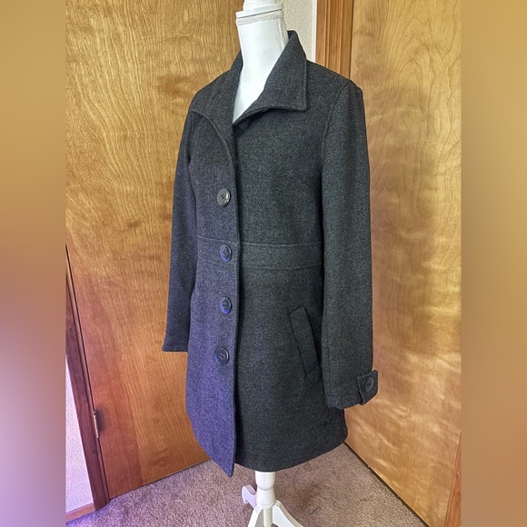 Kavu Women's Wool Blend Charcoal Button-Up Pea Coat - Picture 3 of 12